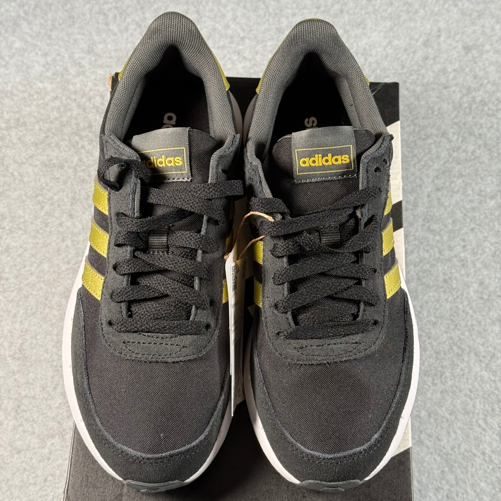 Adidas Run 60s 2.0 Black Gold Women's 7 Retro Running Sneakers NIB - Picture 4 of 8